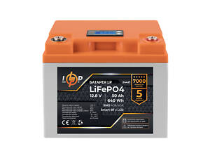 Аккумулятор LP LiFePO4 12,8V - 50 Ah (640Wh) (BMS 40A/40А) пластик LCD Smart BT