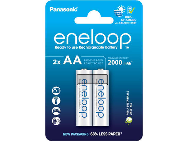 Акумулятор Panasonic AA Eneloop 2000mAh NI-MH * 2 (BK-3MCDE/2CP) - Фото 1
