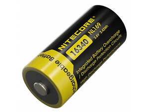 Аккумулятор защищенный Nitecore Li-Ion CR123A NL169 950mAh 3.6V Черно-желтый (2465636015)