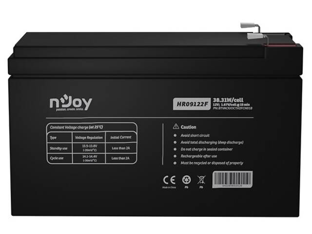 Аккумуляторная батарея nJoy HR09122F 12V 9AH (BTVACIUOCTH2FCN01B) AGM - Фото 1