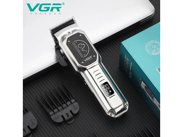 Акумуляторна машинка для стрижки тварин VGR V-201 CU-717 4 насадки - Фото 3