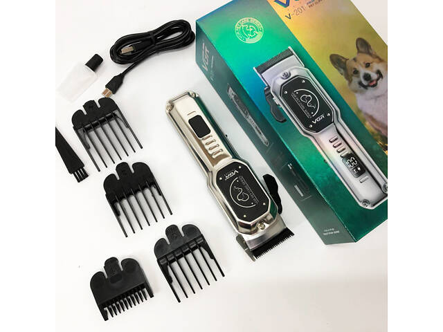 Акумуляторна машинка для стрижки тварин VGR V-201 CU-717 4 насадки - Фото 2