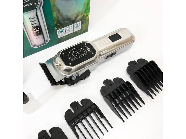 Акумуляторна машинка для стрижки тварин VGR V-201 CU-717 4 насадки - Фото 10