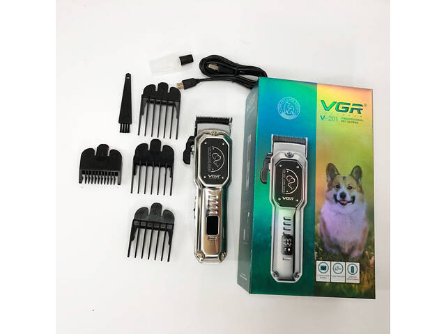 Акумуляторна машинка для стрижки тварин VGR V-201 CU-717 4 насадки - Фото 5