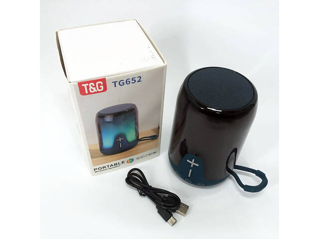 Акумуляторна переносна колонка TG652 5W з RGB підсвічуванням та ремінцем, блютуз колонка. Колір: синій - Фото 4