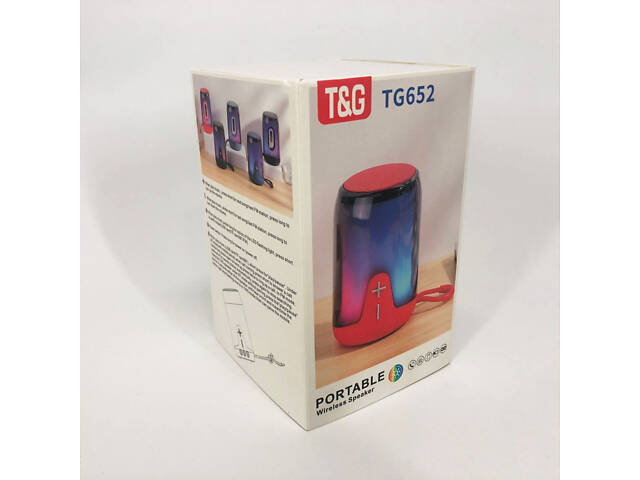 Акумуляторна переносна колонка TG652 5W з RGB підсвічуванням та ремінцем, блютуз колонка. Колір: синій - Фото 12