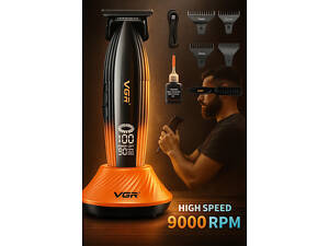 Аккумуляторная триммер с LED-дисплеем VGR V-075 Pro, 4 насадки, 9000RPM (47864-V-889T_1012)