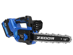 Акумуляторна ланцюгова пила ZEGOR CSAX-21BL-12 : шина 30 cм (акум 2шт-21V 6.0Ah і ЗП)