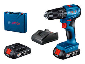 Потужний акумуляторний ударний дриль-шурупокрут Bosch Professional GSB 185-LI із 2 акб GBA 18V 2.0Ah, з/п GAL 18V-20 у кейсі
