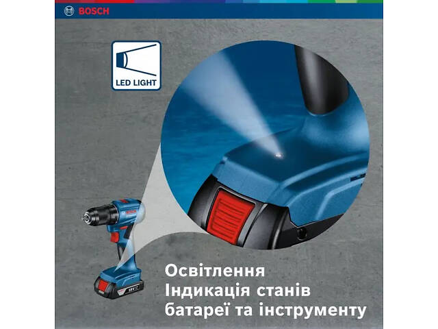 Потужний акумуляторний ударний дриль-шурупокрут Bosch Professional GSB 185-LI із 2 акб GBA 18V 2.0Ah, з/п GAL 18V-20 у кейсі - Фото 6