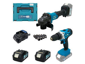 Акумуляторний набір інструментів PROFI-TEC Combo Set 2/8 POWERLine (PCD2820V, DGA201BL) : з АКБ 2шт-20V 4.0 Ач+ЗП