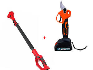 Акумуляторний секатор Mirson MS0142 + телескопічна штанга STARK Telescope-1620
