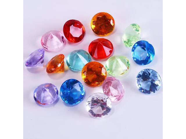 Акриловые бриллианты RESTEQ разноцветные, 50 шт в упаковке — декоративные акриловые камни для украшений, творчества и де - Фото 2