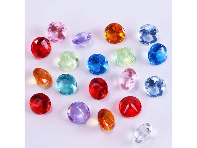Акриловые бриллианты RESTEQ разноцветные, 50 шт в упаковке — декоративные акриловые камни для украшений, творчества и де - Фото 3