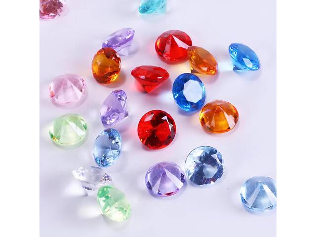 Акриловые бриллианты RESTEQ разноцветные, 50 шт в упаковке — декоративные акриловые камни для украшений, творчества и де - Фото 4