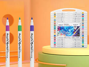 Акрилові маркери Acril-80 — 80 кольорів для безмежної творчості, Акрилові фломастери 80 шт. у кейсі