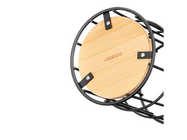 Аксессуар кухонный Ardesto Підставка для столових приборів Midori 11х11х17см, метал, бамбук, чорний (AR0905B) - Фото 4