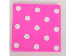 Аксесуари для свята серветки MET10146-8 рожеві в горошок 20 шт в кульку 17,5-23-1,5 см
