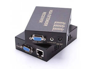 Активный удлинитель VGA 100m по витой паре через RJ-45, Black, BOX