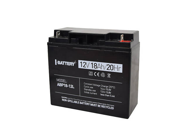 Акумулятор 12В 18А·год для ДБЖ I-Battery ABP18-12L - Фото 1