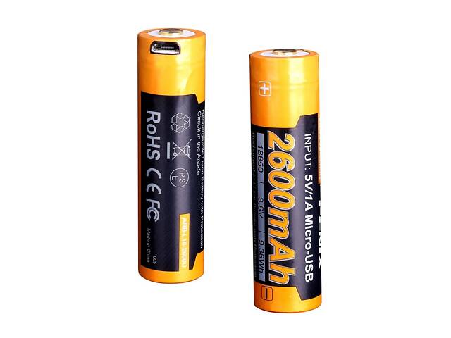 Акумулятор 18650 Fenix 2600 mAh ARB-L18-2600U micro usb зарядка (1047-ARB-L18-2600U) - Фото 1