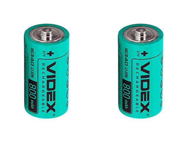 Акумулятор 2 штуки VIDEX 16340 (CR123) 800 mAh Li-Ion 3.7V без захисту Літій-Іонний ORIGINAL - Фото 5