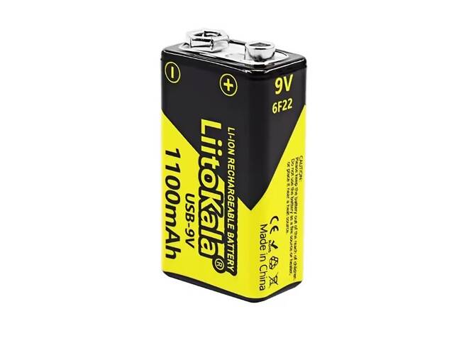 Акумулятор 9V 6F22 крона LiitoKala USB-9V 1100mAh Li-ion USB Type-C - Фото 3
