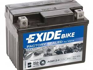 Аккумулятор EXIDE AGM [12B] 3 Ah| 85x70x113 (ДхШхВ) CCA 50 EXIDE AGM124 на PIAGGIO MOTORCYCLES SFERA