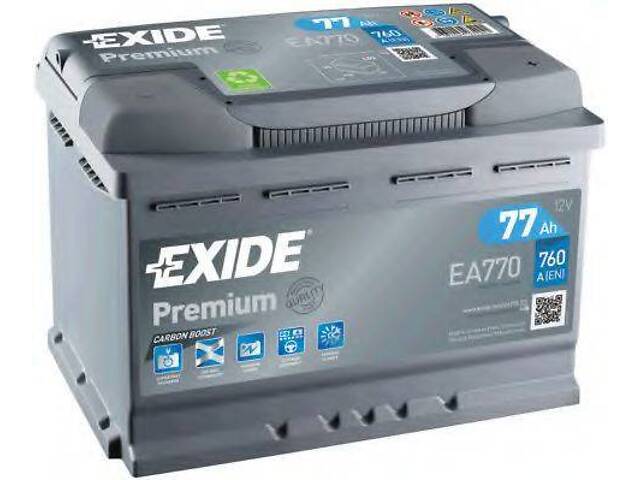 Акумулятор Exide Premium (278×175×190), 77Ач, 760А, R+ EXIDE EA770 на VW GOLF Mk III (1H1) - Фото 1
