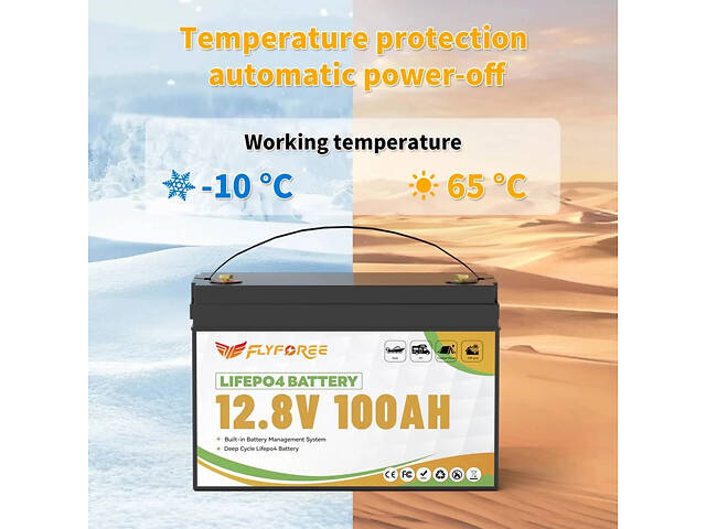 Акумулятор FLYFOREE LiFePO4 12V/100AH (1280W*h) Bluetooth - Фото 2
