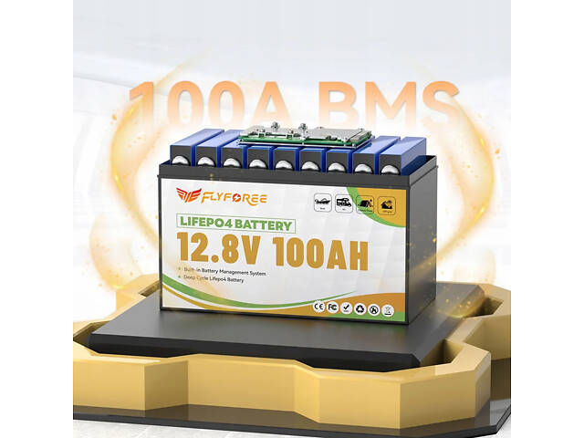 Акумулятор FLYFOREE LiFePO4 12V/100AH (1280W*h) Bluetooth - Фото 4