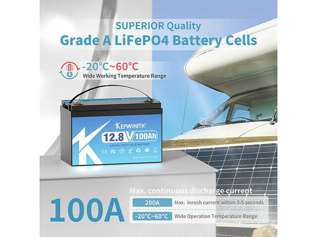 Аккумулятор Kepworth LiFePO4 12V/100AH (1280W*h) 332mm + зарядное устройство - Фото 6