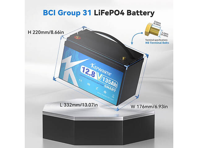 Акумулятор Kepworth LiFePO4 12V/135AH Bluetooth - Фото 7