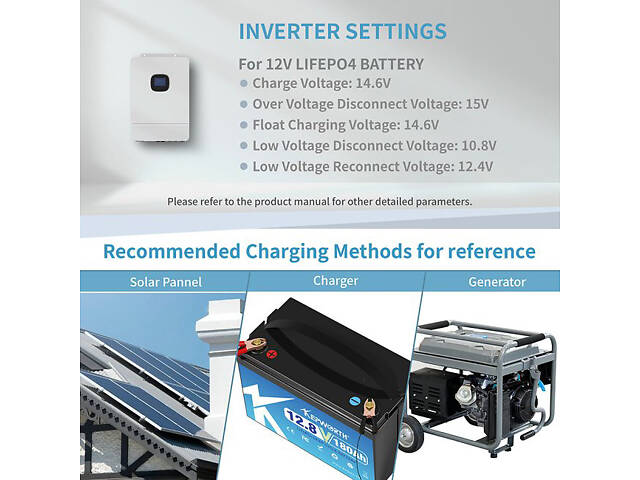 Аккумулятор KEPWORTH LiFePO4 12V/180AH (2160W*h) + зарядное устройство - Фото 4