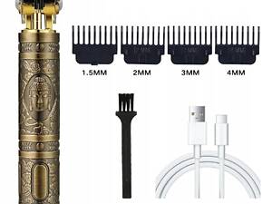 Акумуляторна машинка для стрижки волосся та бороди T9, 4 насадки (1.5, 2, 3, 4 мм), триммер бездротовий