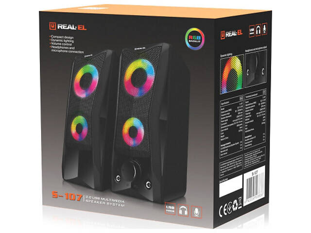 Акустична система REAL-EL S-107 USB Black (EL121100017) - Фото 4
