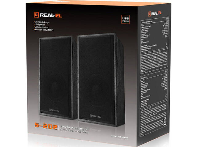 Акустична система REAL-EL S-202 USB Black (EL121200019) - Фото 4