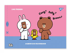 Альбом для рисования скоба с перфорацией А4 YES Line Friends 130605 28 листов