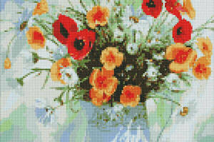 Алмазна мозаїка набір вишивка Весняний букет Відтінки літа на підрамнику повна викладка 5d 40х40 см