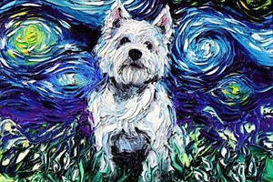 Алмазна вишивка ' Милий цуценя ' Ван Гог собака пес абстрактна повна викладка мозаїка 5d набори 30х30 см