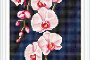 Алмазна вишивка ' Рожева орхідея ' натюрморт, квіти, панно повна викладка мозаїка 5d 53x26