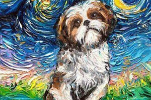 Алмазная вышивка 'Милый щенок' Ван Гог собака пес цветы абстрактная выкладка мозаика 5d наборы 30х30 см