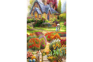 Алмазна вишивка 'Затишна Дача'місток,квіти,будиночки,повна викладка ,мозаїка 5d,110х50 см