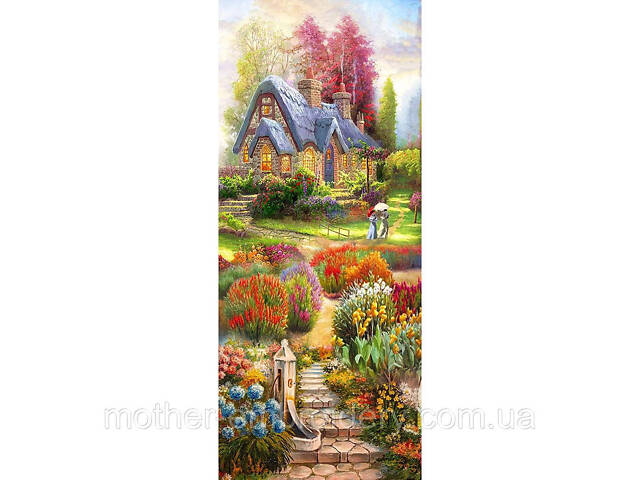 Алмазная вышивка 'Уютная Дача'мостик, цветы, домики, полная выкладка, мозаика 5d, 110х50 см