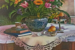 Алмазна вишивка Букет троянд на столі натюрморт краєвид вікно ваза викладка мозаїка 5d набори 30х40 см