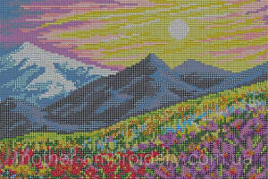 Алмазна вишивка Гірська галявина квітів Гірський краєвид повна викладка мозаїка 5d набори 30х40 см