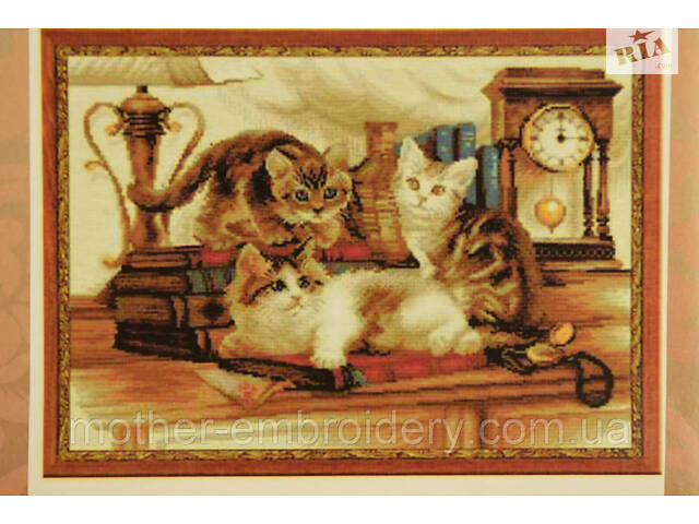 Алмазна вишивка Милі Котики Сімейне гніздечко Погляд кота кошеня кіт мозаїка 5d набори 40х50 см