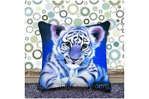 Алмазна вишивка подушка наволочка Тигреня савана левиця тигр кіт повна викладка мозаїка 5d набори 41х41 см