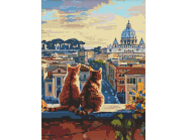Алмазная мозаика 'Котики в Риме' AMO8146, 30х40 см - Фото 1
