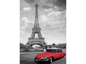 Алмазная мозаика вышивка Эйфелева башня и Citroen DS на подрамнике полная 40х50 178813